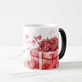 Caneca Mágica Red Gift and Roses Valentines