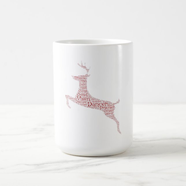 Caneca Mágica Reindeer Word Art Rudolph Blixem Comet Cupid (Center)
