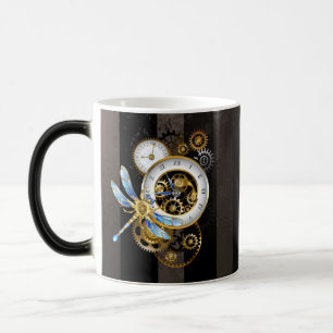 Caneca Mágica Relógio Steampunk com Dragonfly Mecânica