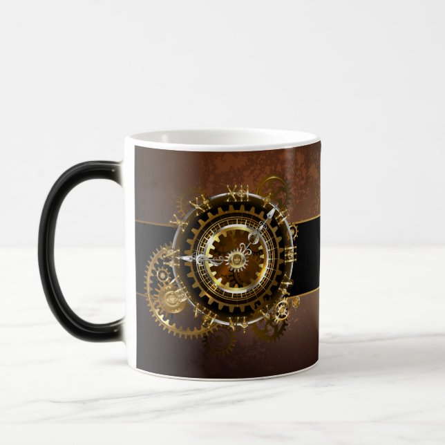 Caneca Mágica Relógio steampunk com engrenagens antigas (Esquerda)