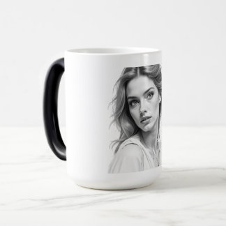 Caneca Mágica Retrato preto e branco elegante