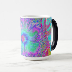 Caneca Mágica Retro Arco-Íris Psicodélico Hibisco Azul