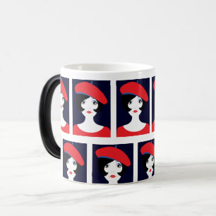 Caneca Mágica Retro Linda Mulher Francesa: Elegante