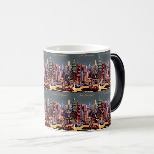 Caneca Mágica Retro San Francisco Viagem Ouro California (Frente Esquerda)