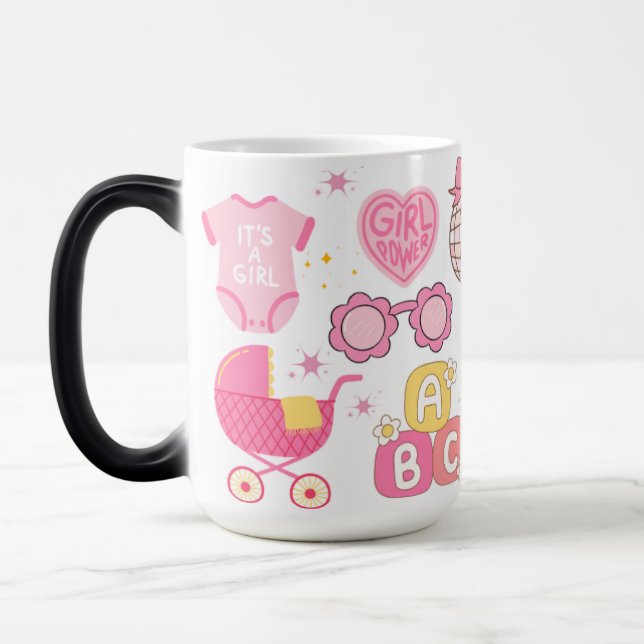 Caneca Mágica Revelação de Gênero Retro É uma Menina (Esquerda)