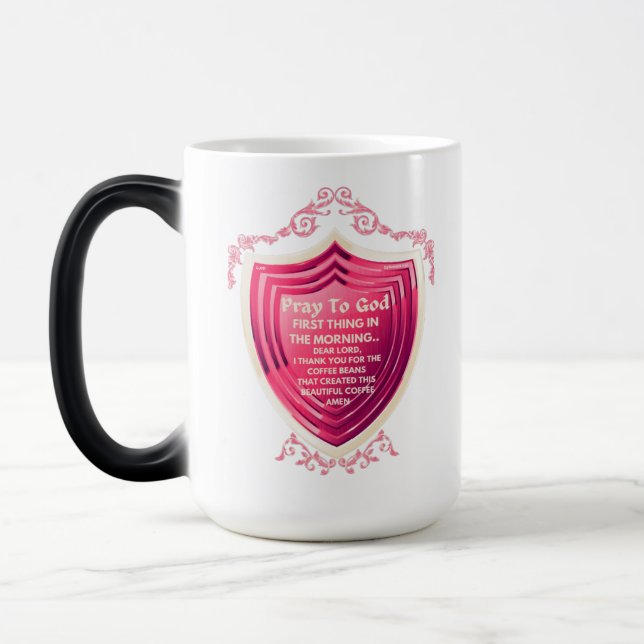 Caneca Mágica Rezar Para Deus Amarra Maçã Rosa Design Morph Mug (Esquerda)