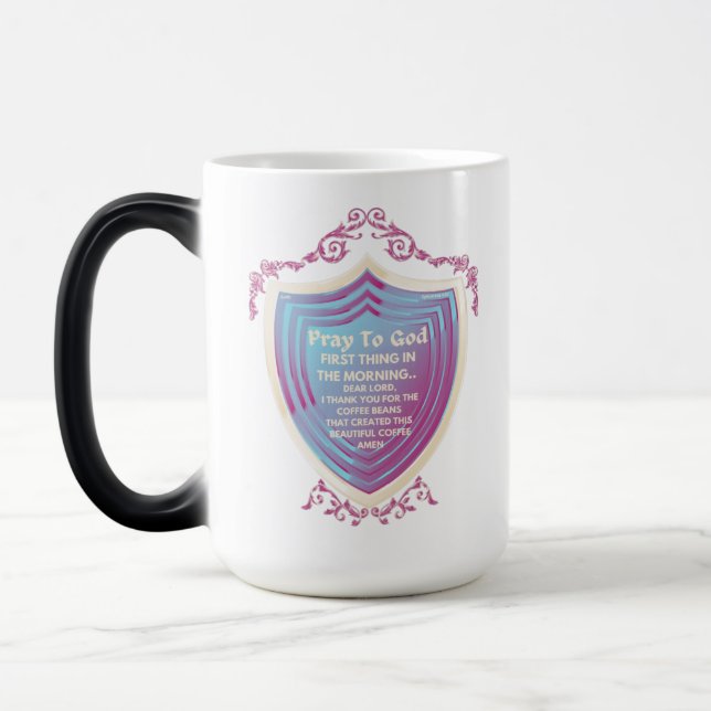 Caneca Mágica Reze A Deus Design Azul Morph Mug (Esquerda)