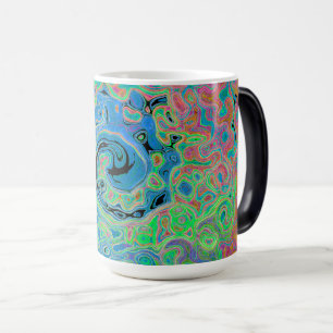 Caneca Mágica Rolha de Abstrato com rolha azul de aquarela com r