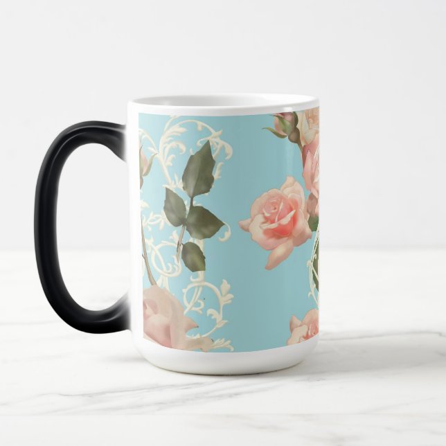 Caneca Mágica Rosa de aquarela delicada (Esquerda)