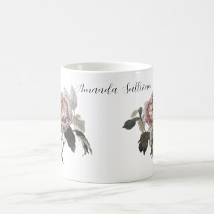 Caneca Mágica Rosa repolho rosa desenhada à mão (PERSONALIZAR)