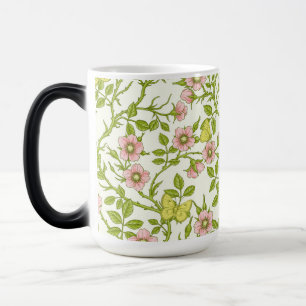 Caneca Mágica Rosas selvagens e borboletas /rosa/verde claro/ama