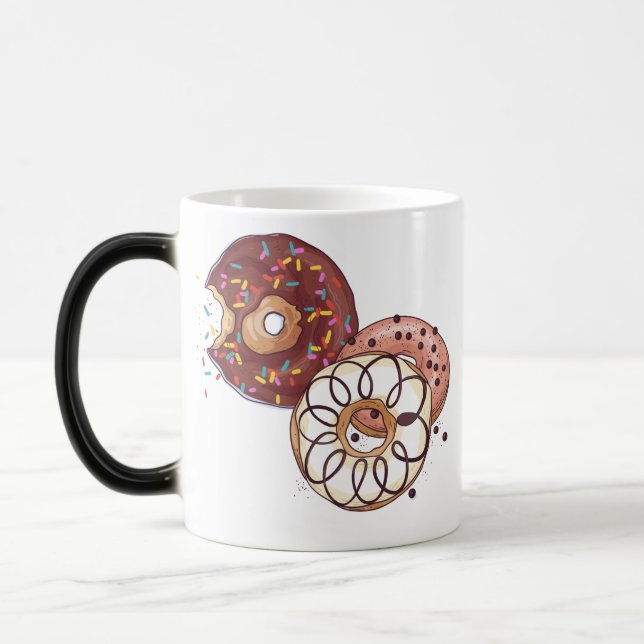 Caneca Mágica Rosquinhas De Glazar De Chocolate De Aquarelas E D (Esquerda)