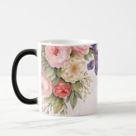 Caneca Mágica Rustic Vintage Personalized Floral Rose Design    