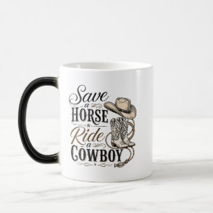 Caneca Mágica salve um cavalo monte um cowboy
