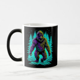 Caneca Mágica Sasquatch Pé Grande em azul-turquesa e preto
