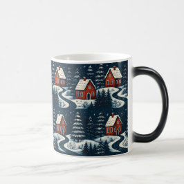 Caneca Mágica Scandinavian Folk Art Cozy Winter Cabin Mug