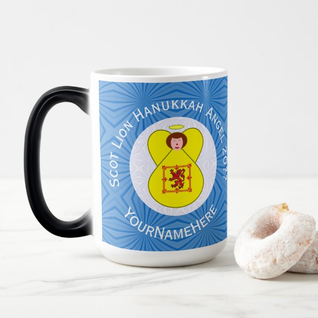 Caneca Mágica Scot Lion Rampant Angel Hanukkah Flag Personalizad (Com Donut)