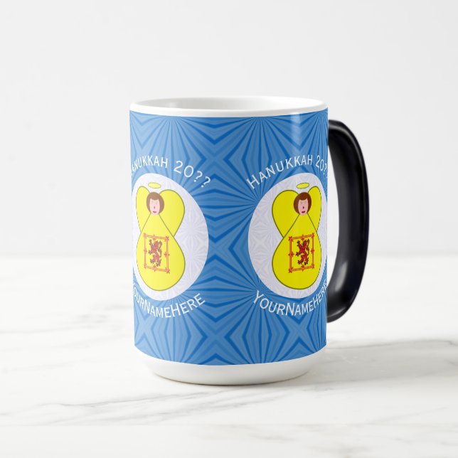 Caneca Mágica Scot Lion Rampant Angel Hanukkah Flag Personalizad (Frente Esquerda)