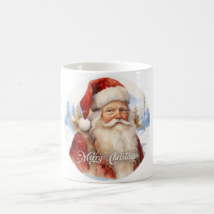 Caneca Mágica Script de Ilustração do Pai Natal Clássico de Trad