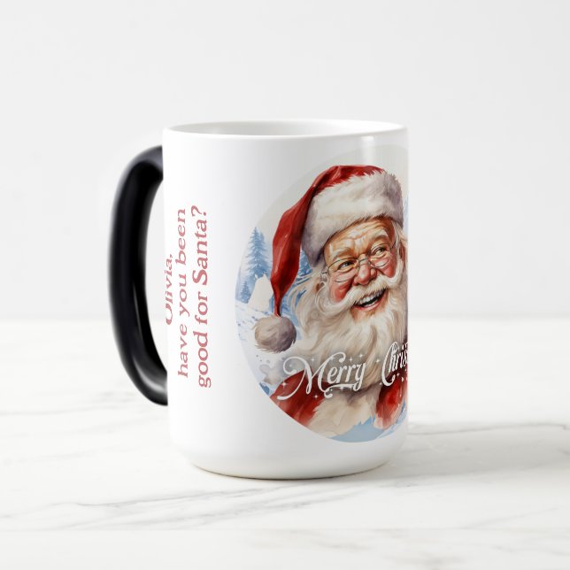 Caneca Mágica Script de Ilustração do Pai Natal Clássico de Trad (Frente Esquerda)