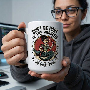 Caneca Mágica Seja o Problema Inteiro Sereia Motivacional Sarcás