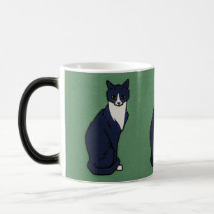 Caneca Mágica Sentado Gato em Verde por Julie de Graag