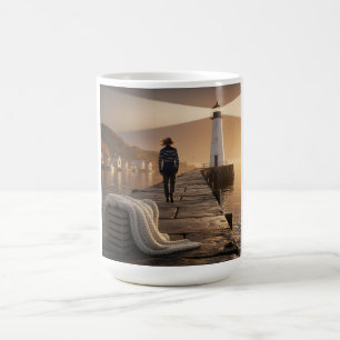 Caneca Mágica Serenidade de Queda Náutica do Farol de Cozy