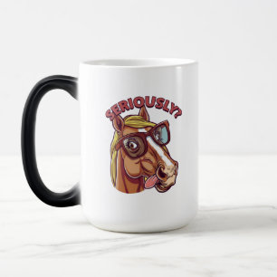 Caneca Mágica Sério Legal Cãozinho de Cavalo - Engraçado e Na mo