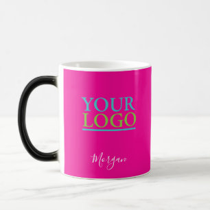 Caneca Mágica Seu Logotipo/Arte/Foto, Nome White Script, Rosa Qu