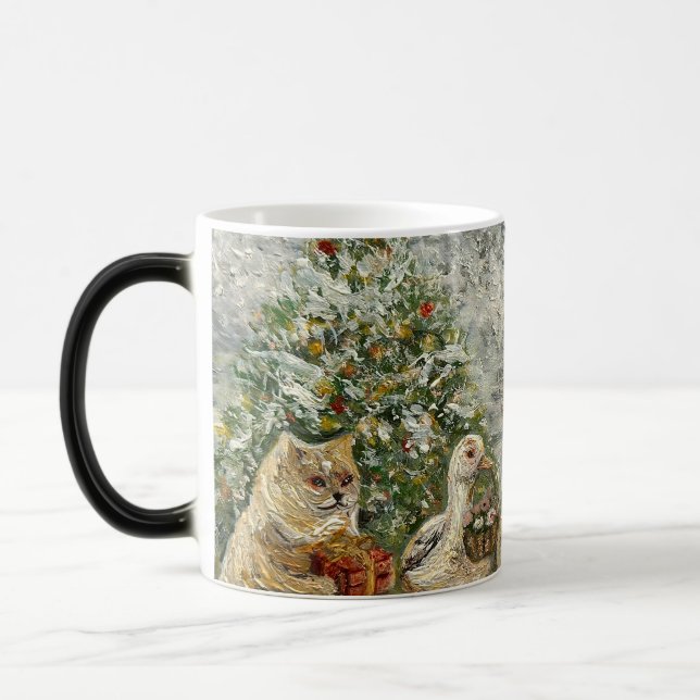 Caneca Mágica Shared Warmth Whimsical Farmhouse Animals Campfire (Esquerda)