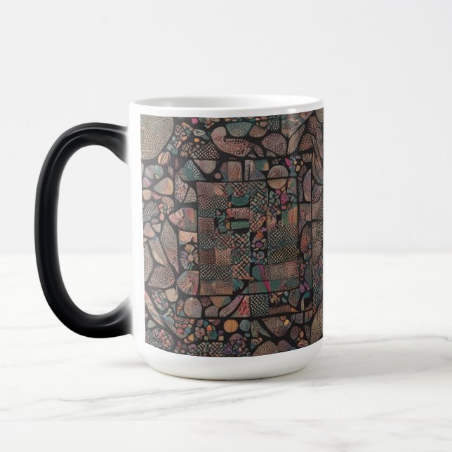 Caneca Mágica Silhueta de padrão abstrato - Artística de 15 oz (Esquerda)