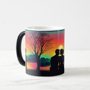 Caneca Mágica Silhueta Sunset Romântica Casal