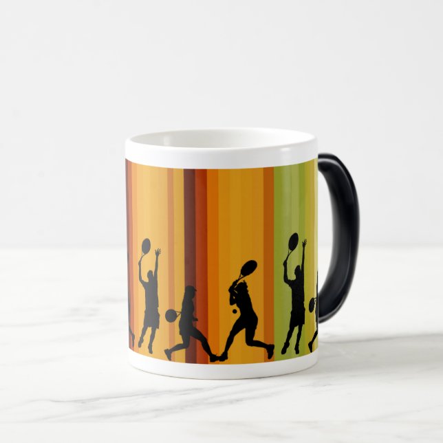 Caneca Mágica Silhuette de Jogadores Dinâmicos de Tênis (Frente Esquerda)