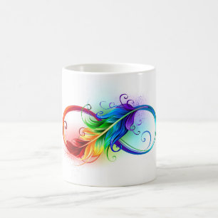 Caneca Mágica Símbolo de Infinito com Pena de Arco-íris