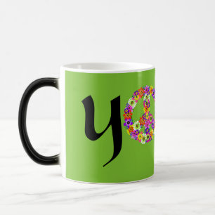 Caneca Mágica Símbolo de Paz de Yoga Floral