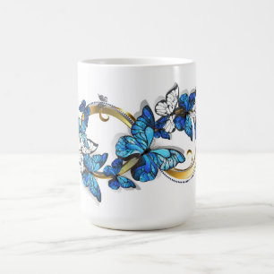 Caneca Mágica Símbolo Infinito de Borboletas Azuis Morpho