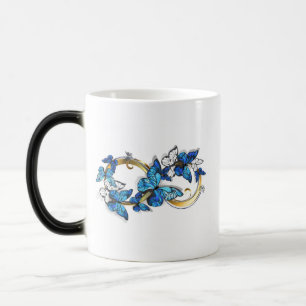 Caneca Mágica Símbolo Infinito de Borboletas Azuis Morpho