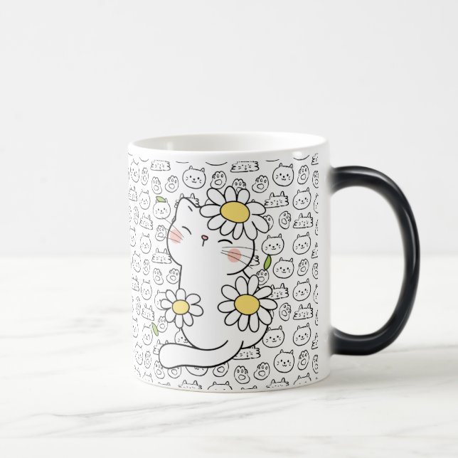 Caneca Mágica Sip Puro: Mug Castanho de Gato para Pentes de Gato (Direita)