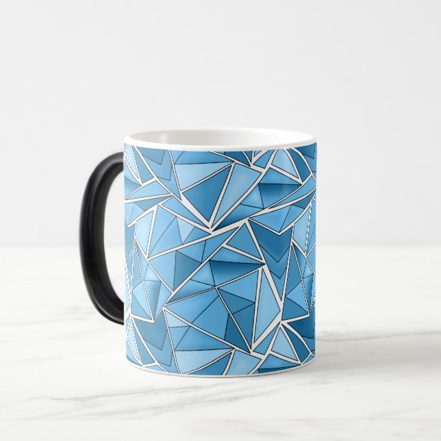 Caneca Mágica Sky blue and blue geometric shapes pattern modern  (Frente Esquerda)