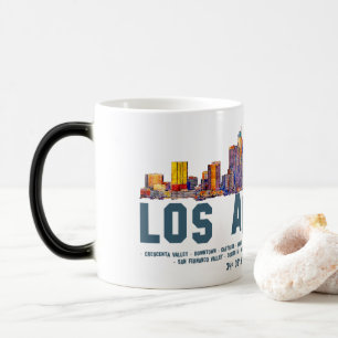 Caneca Mágica Skyline de Los Angeles. Nomes e coordenadas de áre