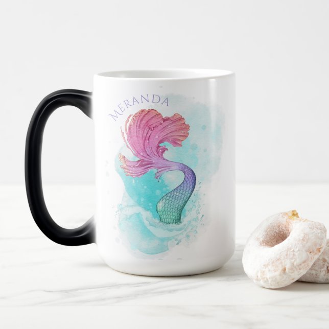 Caneca Mágica Sob o mar | Sereia Personalizada (Com Donut)