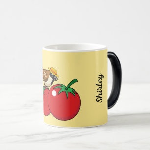 Caneca Mágica Sobreposição Orgânica Comendo Tomate Vermelho   Ad