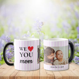 Caneca Mágica Solteiro Coração Roxo Listras Roxos Amo-Te Foto Mã