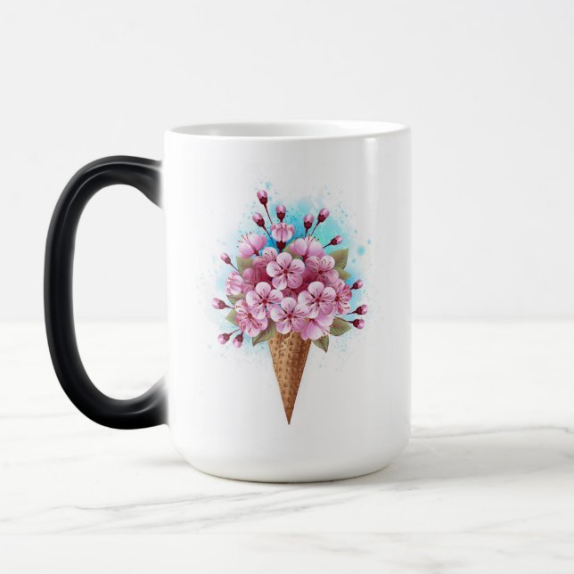 Caneca Mágica Sorvete Waffle Rosa Sakura Cone (Esquerda)