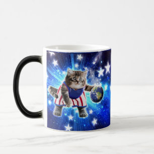 Caneca Mágica Space cat jogando basquetebol