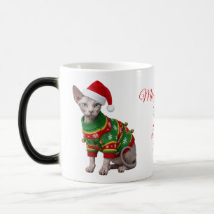 Caneca Mágica Sphynx Gato Suéter de Natal Feio Personalizado
