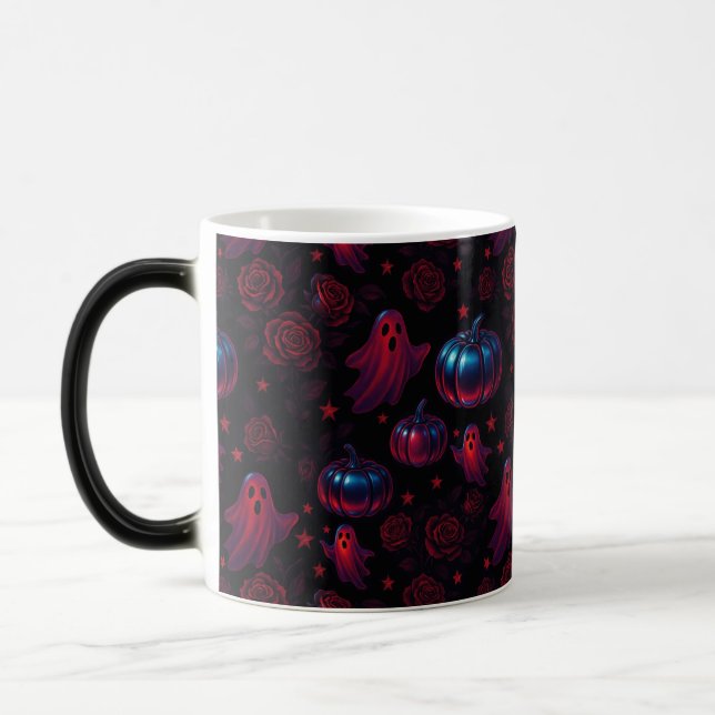 Caneca Mágica Spooky Pumpkin Ghost Rose Mug - 11 oz (Esquerda)