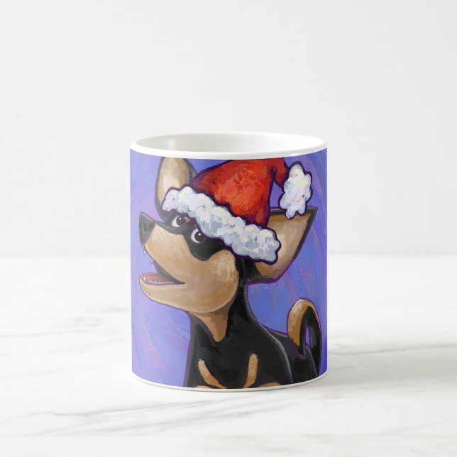 Caneca Mágica Starry Night Festivo Chihuhua em Santa Hat (Centro)