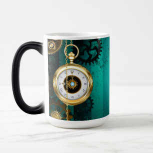 Caneca Mágica Steampunk Jewelry Watch em um fundo verde