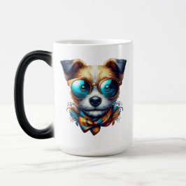 Caneca Mágica Stylish Dog With Glasses Colorful Modern Pet Art